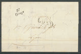 1853 Lettre Cursive 37 Uriage + Taxe 25c ISERE(37) TB. X2877