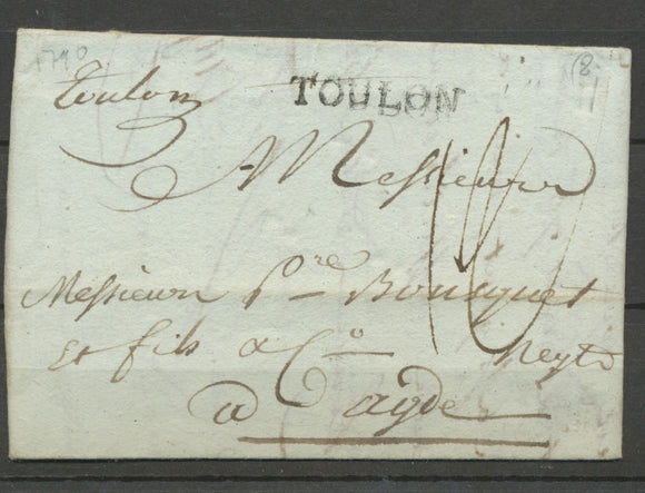 1790 Lettre Marque Toulon N°11 + Manus Toulon VAR(78) TB. X2894