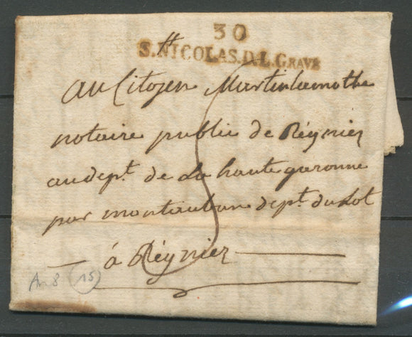 1800 Lettre Marque S.NICOLAS.D.L.GRAVE HAUTE-GARONNE(30) X2917