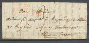 1822 Lettre Marque 30 VILLEFRANCHE DE LAURAGEAIS Rge HAUTE-GARONNE(30) X2923