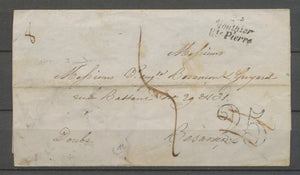 1854 DOUBS Lettre Cursive 24/Mouthier/Hte-Pierre + taxe 25c TB. X2996