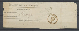 1870 AIN Bande Journal BELLEY En FRANCHISE Griffe Sous Préfet de Belley X3000