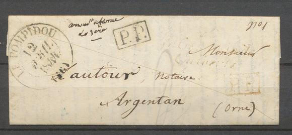 1844 Cursive 46 St Germain de Calberte T13 LE POMPIDOU PP rge + PP Noir X3004