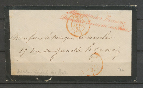 1864 Env. Griffe Ministère des finances Directeur Général des Postes X3035