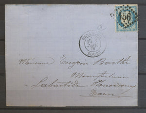 1876 Lettre N°60 Obl GC 456 Besançon Cachet TYPE 18 DOUBS(24). TB. X3054