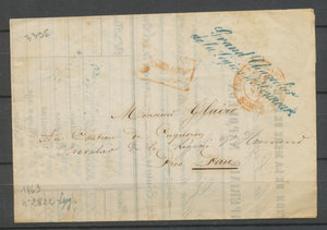 1863 Lettre Franchise Bleue Grand Chancelier de la légion d'Honneur X3079