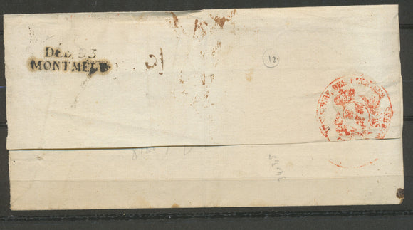 1818 Lettre en franchise  Déboursé DEB.53/MONTMEDY 34*10mm MEUSE(53) X3151