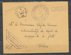 1963 Env. Cachet TOULON-JEAN-BART MARINE VAR + Ancre Superbe X3226