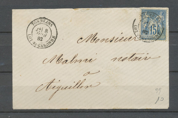 1845 Env. Obl CAD TONNEINS LOT-ET-GARONNE Superbe X3242