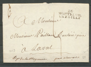 1819 Lettre Marque 26 MONTREUIL L'ARGILLE 34*12mm EURE Superbe X3261