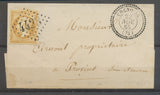 1865 Lettre 10c GC4423 + CAD T22 CHENOISE SEINE ET MARNE(73) Ind 17. X3298