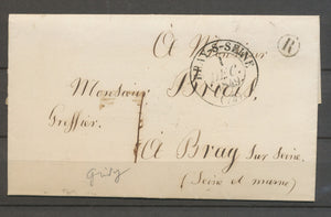 1849 Lettre CAD T13 BRAY-SUR-SEINE (73) + BR R Grisy(rare) SEINE ET MARNE X3319