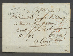 1817 Lettre Marque port payé P73P BRAY.S.Sne SEINE ET MARNE(73) Superbe X3347