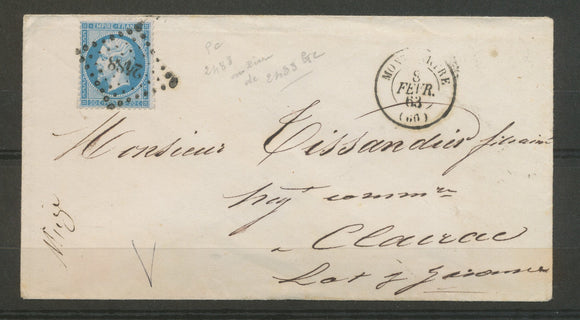 1863 Env. N°22 Obl PC du GC 2488 MONTMARTRE (60) Seine et Paris X3361