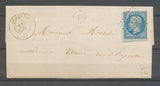 1867 Lettre N°22 Obl GC1667 GODERVILLE(74) + BR S : Annouville SEINE INFre X3383