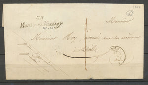 1842 Cursive 38 Mont-Sous-Vaudrey 46*10mm + T15 DOLE + Taxe 1 manus JURA X3409