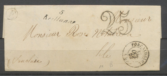 1852 lettre cursive 5 Reillanne + T15 Forcalquier(5) +BR E BASSES ALPES X3417