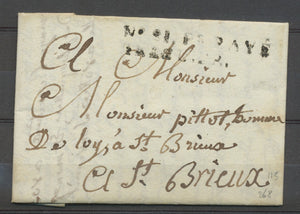 1808 Lettre marque N°21/PtPAYE/TREGUIER 48*9mm COTES DU NORD X3442