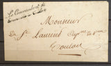 1822 Lettre En franchise Griffe Commandant de la Marine à Toulon. X3567