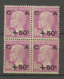 1928 France Caisse Amortissement N°251 +50 s 1f 50 lilas Bloc de 4 N** X3580