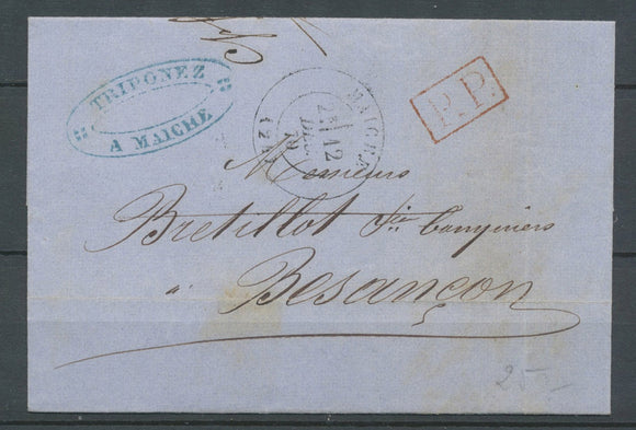 1870 Lettre CAD T17 MAICHE DOUBS(24) + PP rouge manque de timbres X3650