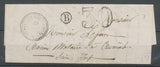 1861 Lettre CAD T22 FRESNEAUX-MONTCHEVREUIL + BR B DAMPIERRE OISE(58) X3678