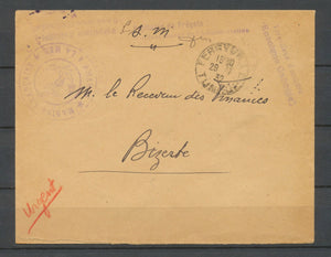 1932 Env. En FM obl TUNISIE Griffe Torpilleur d'Escadre Enseigne Gaboide X3751