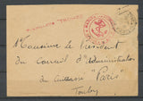 1938 env. en FM Obl BREST-ARSENAL FINISTERE + griffe Torpilleur TROMBE X3762