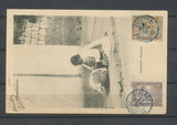 1905 CP à 1c +4c  zebu obl bleue BEFORONA MADAGASCAR pr la France. Superbe X3767