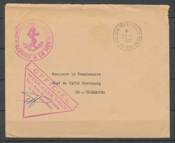 1967 Env en Fm Obl 83-Base Sous-marins-Toulon-Marine-Var Superbe X3769