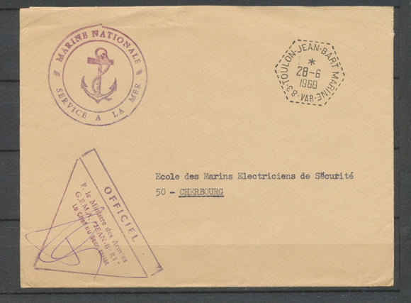 1968 Env en FM obl Hexagonale 83-TOULON-JEAN-BART-MARINE-VAR superbe X3777