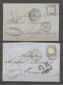 1872 2 lettres Allemagne 2Gr Obl Fer à cheval NON REGLEMENTAIRE X3871