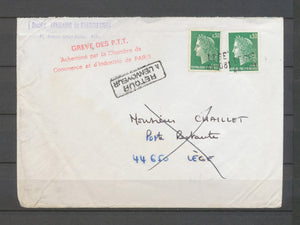 1975 Lettre GREVE DES P.T.T., griffe rouge + Cheffer 0.30 annulés X3883