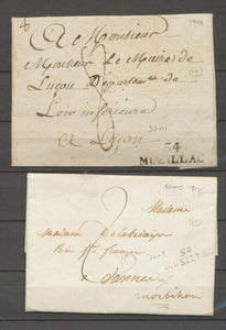 1817 et 1826 2 lettres Marques Linéaires 54 MUSILIAC  MUZILLAC Superbe X3900