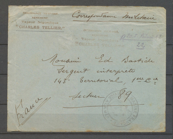 Lettre Vapeur frigorifique CHARLES TELLIER, en FM, SUP X3939