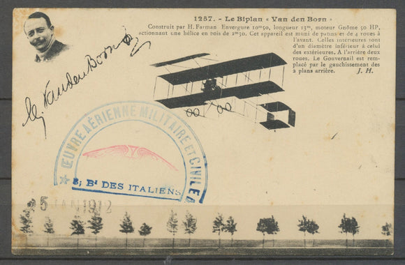 Aviation CP VAN DER BORN avec le rare cachet ŒUVRE AERIENNE, SUP X3943