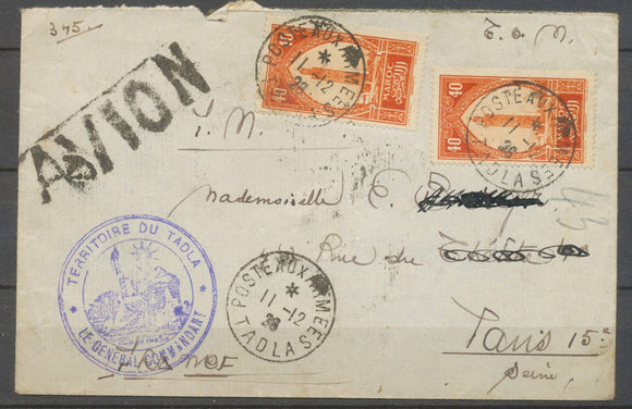 1928 Lettre POSTE AUX ARMEES/TADLA, obl. Maroc 40c.*2, SUP X3944