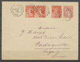 1915 Env entier MONACO, entier 10c. + France 10c. + 5c. Croix-Rouge X3951