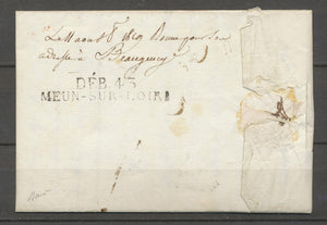 1819 Lettre marque déboursé DEB 43/MEUN-SUR-LOIRE 50*8 LOIRET X3984