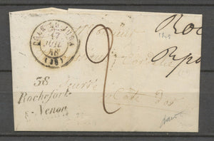 1848 Lettre Cursive 38/Rochefort/s. Nenon + C.15 Dole-du-Jura, JURA X3987