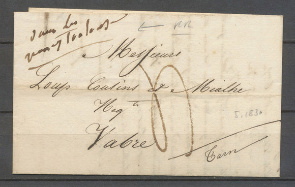 1830 Lettre égarée Taxe 4 