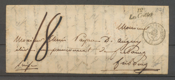 Lettre cursive 12/Les Crottes + c.15 Aix-en-Provence, 28.7.1846 X4003