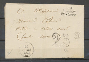 1853 Lettre Cursive 24/Mouthier/Hte Pierre + G: Sousicon, DOUBS Superbe X4017