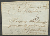1785 Lettre marque linéaire GRIGNAN, mi-noir, mi-à-sec, de Chamaret DROME X4022