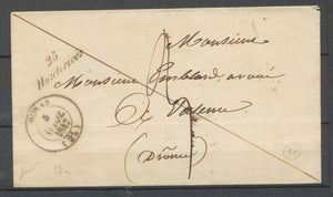 1847 Lettre Cursive 25/Hauterives 27 cm + C.14 Moras, RR, DROME X4026