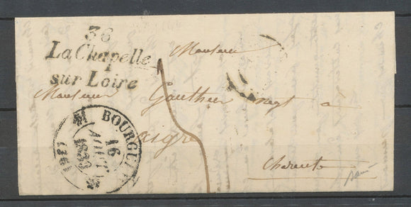 8/1839 Lettre Cursive 36/La Chapelle/sur Loire 34mm + C.12 Bourgeuil X4033