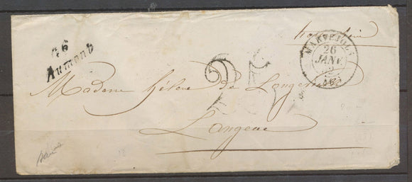 1852 env. Cursive 46/Aumont 20mm + C.15 Marveyols, LOZERE X4072