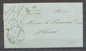 1847 Lettre Cursive 46/Barre-de/Cévennes + C.12 florac et franchise, SUP X4073