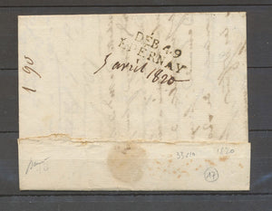1820 Lettre marque linéaire déboursé  DEB 49/EPERNAY, 33*10, SUP MARNE X4076