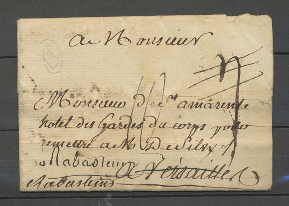 1788 Lettre marque manuscrite DEB de Versailles, pas si commun SEINE OISE X4095